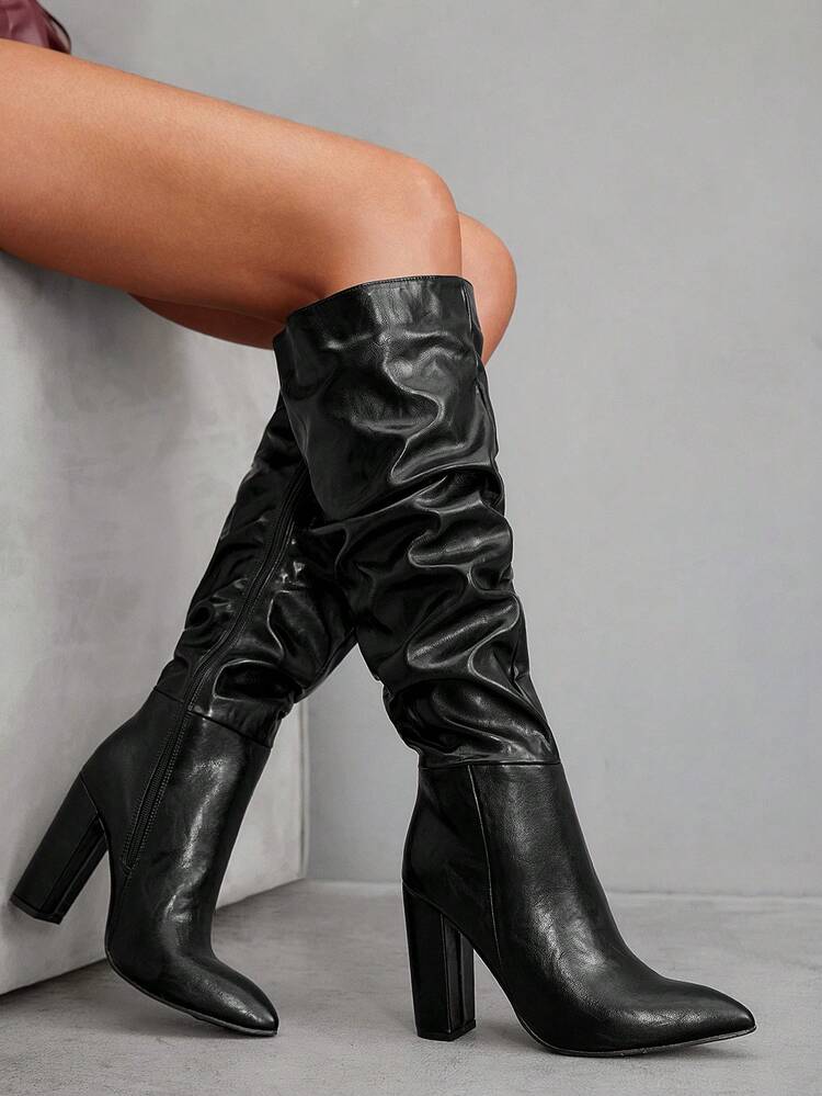 CUCCOO SZL ブラック ポインテッドトゥ チャンキーヒール