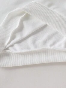 SHEIN 2 件年轻女孩休闲时尚简约情书和心形图案白色圆领运动衫和黑色紧身裤套装，适合小女孩的秋冬日常服装 - 彩色 - 查看 7