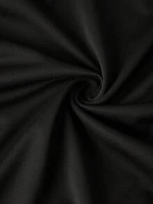 SHEIN EZwear Women's Black East Coast Graphic Cropped Drawstring Hoodie,Fall - Black - View 6