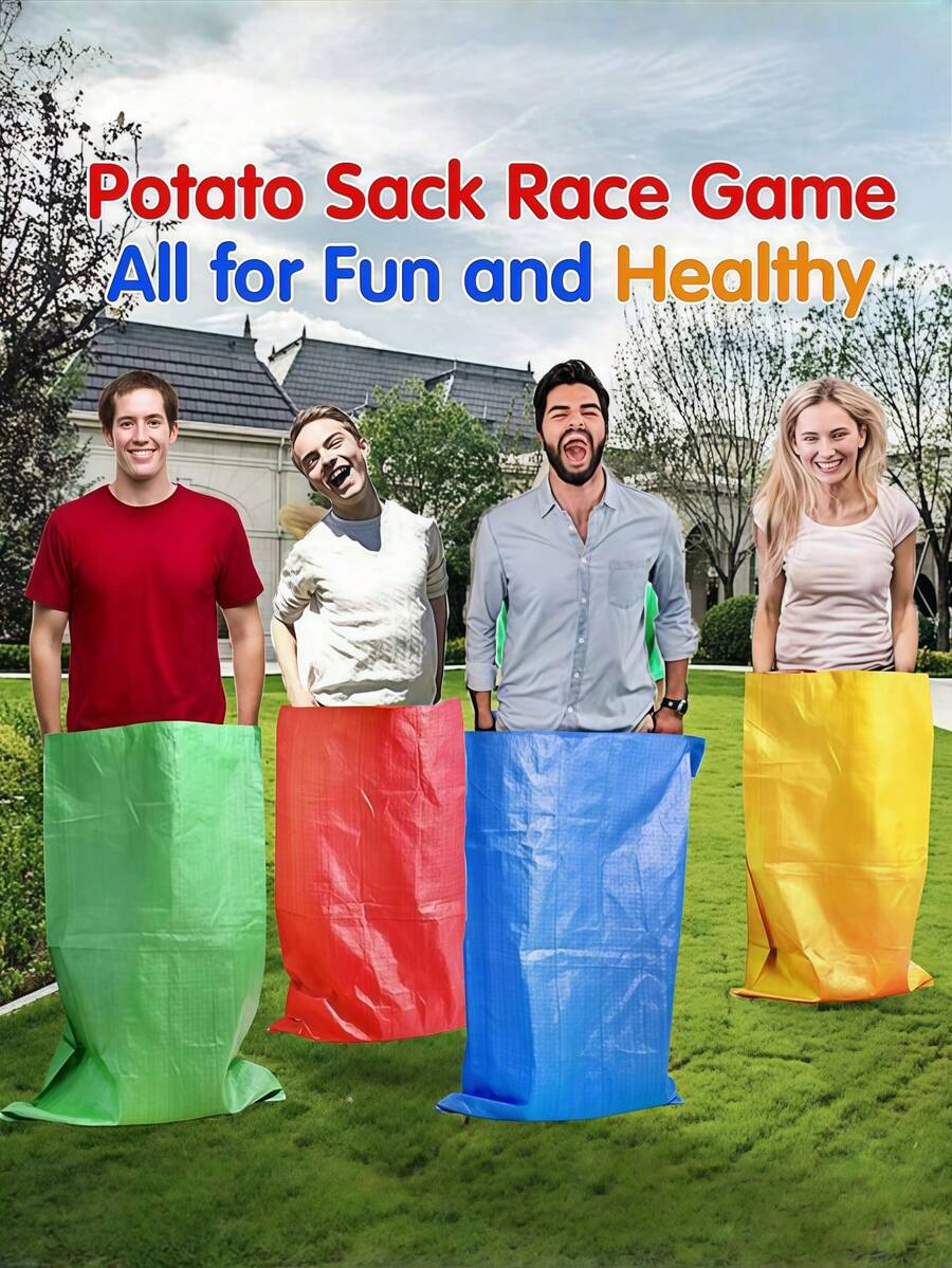 圣诞节装饰 4 件套户外游戏土豆袋比赛袋适用于户外后院运动会跳跃袋嘉年华生日派对游戏 - 彩色 - 查看 1