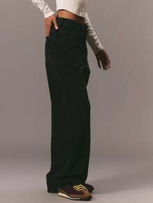 MUSERA 低腰阔腿牛仔裤，春夏可爱休闲西部风，冬季办公室工作时尚款 - 黑色 - 查看 3