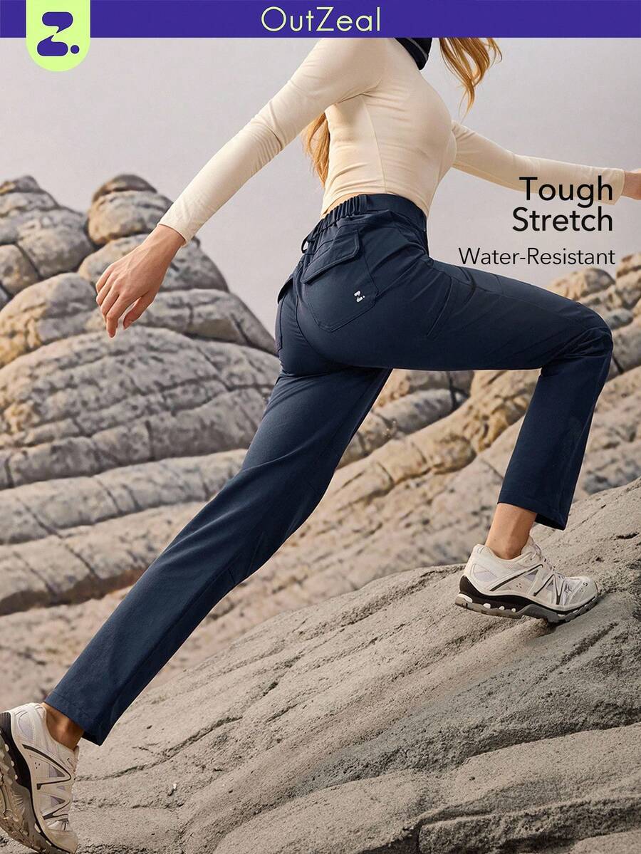 OutZeal 女士无氟防水弹力多口袋修身户外裤 徒步露营 - 藏蓝色 - 查看 1