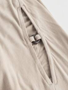 ROMWE Hippie 复古宽松露肩木珠装饰圆领收腰蝙蝠袖女式 T 恤 - 駝色 - 查看 4