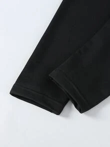 SHEIN Explorewe Set Hoodie Gaya Jalanan untuk Anak Perempuan, Cocok untuk Aktivitas Luar Ruangan Musim Semi & Gugur, Pakaian Kasual Anak-anak: Sweatshirt Rajut Bermotif & Legging - Putih - View 6