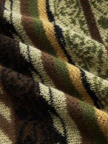 ROMWE Hippie 嬉皮波西米亚条纹套头衫 - 綠色 - 查看 3