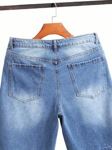 Chillumni Quần short denim nam trơn màu có túi, thường ngày, đa năng - Rửa trung bình - Xem 4