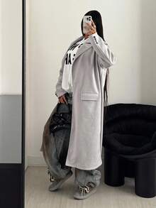 StreetHx Women's Long Overcoat Jacket, Autumn - Grey - View 5