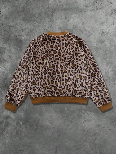 Street Life Veste  imitation léopard avec patchwork pour hommes, manteau style de rue avec broderie de lettre américaine, automne/hiver