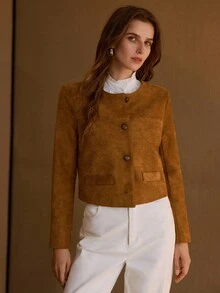 MOTF PREMIUM SUEDE CASUAL COMMUTER JACKET - Khaki - View 1