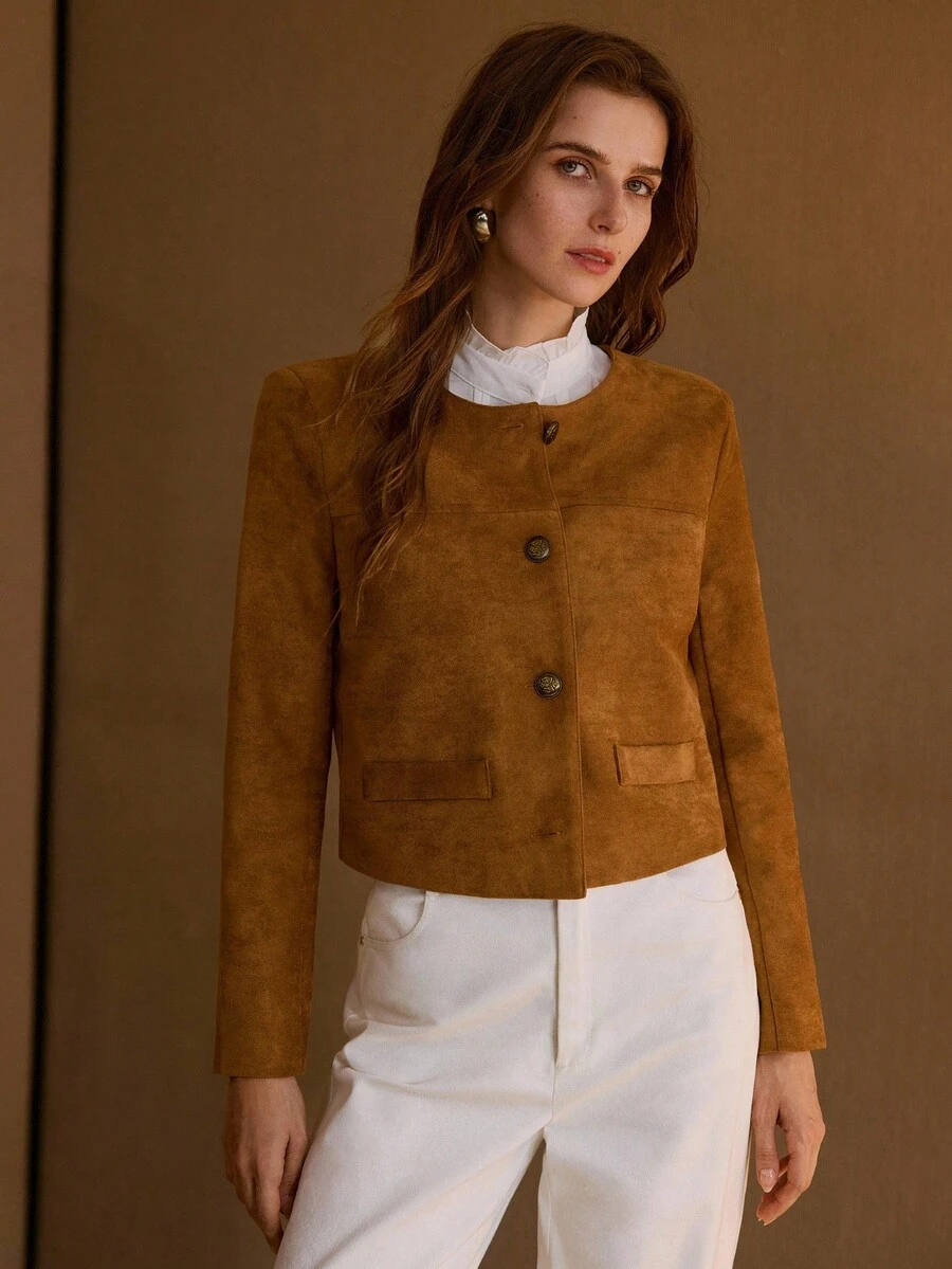 MOTF PREMIUM SUEDE CASUAL COMMUTER JACKET - Khaki - View 1