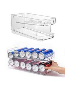 1 件罐头整理架，自动滚动罐头储存容器，适用于冰箱、橱柜、自动补充罐头储存盒，节省空间且易于携带，带盖的 2 层可堆叠饮料分配器，自动滚动啤酒汽水罐架，适用于冰箱、食品储藏室、厨房装饰、圣诞节 - 無色 - 查看 1