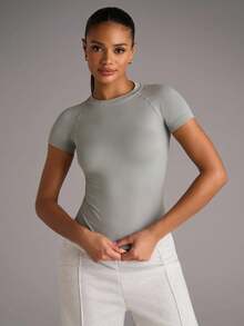 SHEIN BAE 弧形下摆工字背宽松骑行背心轻便夏季速干吸湿排汗健身背心 - 淺灰色 - 查看 6