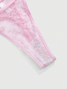 ROMWE J-Fashion Y2K蝴蝶闪亮装饰性感丁字裤 - 粉色 - 查看 4