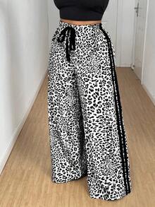 Maweii Quần ống đứng họa tiết da báo cỡ lớn cho nữ, thiết kế thời trang, đa năng, hàng mới về năm 2025 - Nhiều màu - Xem 3