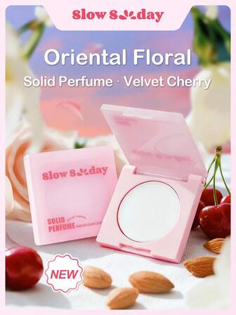 Slow Sunday Solid Perfume (Velvet Cherry) , Long-Lasting Fragrance, Perfume For Women, Mini Perfume, Romantic & Charming, Floral Fruity, With Vanilla,  Cherry, Rose; Perfect For Date Time, Daily Commute & Vacation, Non-Alcoholic, Travel-Friendly, For Fall/Autumn, K Beauty, Great For Halloween, Thanksgiving, Dating, Birthday, Anniversary, Christmas's Day Holidays, Christmas Party, Christmas Gift