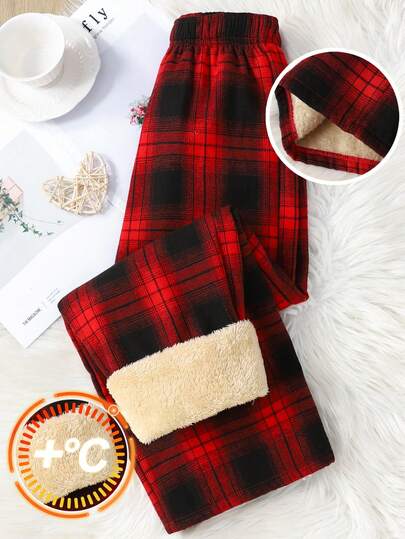 Tween Girls Plaid Fleece Thick & Loose Pants, Everyday Casual ,Leisure And Home,Christmas, Suitable For Autumn And Winter,Leisure Academy Girls Plaid Pants Girls Red Plaid Pants Girls Winter Pants Red And Black Plaid Pants Plaid Pajama Pants Fall