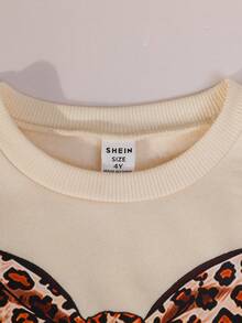SHEIN 3 件套女孩休闲装，包括连帽背心、圆领运动衫和配套运动裤，适合秋冬季 - 卡其色 - 查看 7