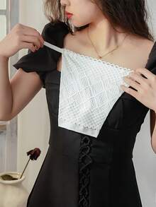 1/2pcs Women's Double-Layer Lace Bra Pad,Anti-Exposure Bra Anti-Slip Chest Patch Ice Silk Cool Double-Layer,Bralette Accessories, Removable & Washable Push Up Bra Pads Made Of Woven Polyester,Anti-Leakage Chest Shield Pads, Women's Lingerie & Underwear Accessories. - Multicolor - View 5