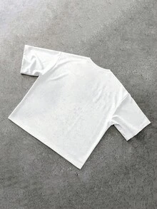 PAVTROS 男士短款街头风格，灵感源自 Ins 短袖 T 恤，水钻装饰，休闲纯色圆领 T 恤，全新设计，探索极简主义之美，拥抱自然韵律，街头风格，日常休闲，派对，返校季，百搭，男女通用，节日礼物 - 白色 - 查看 2