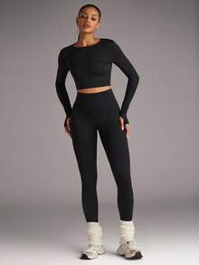 SHEIN BAE Nahtlose & Hochelastische Sport Capri Leggings