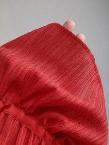Sweetra 法式宽松纯色束腰吊带上衣和宽松阔腿裤女两件套 - 紅色 - 查看 7