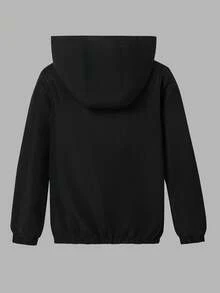 Outdoor Casual Zip-Up Long Sleeve Hooded Teen Boys Jackets Fall Winter - Black - View 2