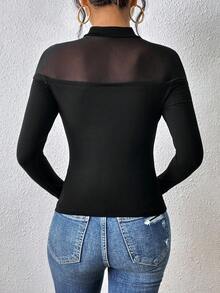SHEIN Privé T-shirt Avec Tulle À Col Montant