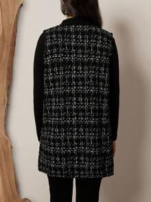 SHEIN LUNE 时尚无袖格子大码女士休闲外套秋冬返校节女士外套背心秋装衣服冬装