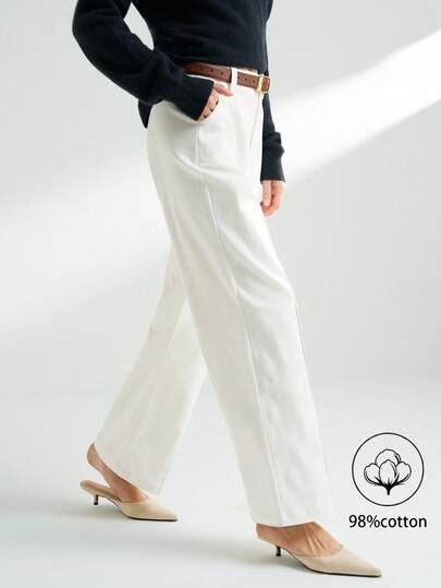 Airaco Women's Solid Color Straight Leg Casual Pants