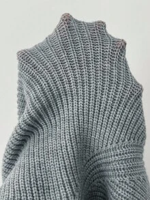 Elenzga Conjunto de top de manga larga con cuello redondo y decoración floral 3D y falda midi holgada con cintura elástica, estilo francés elegante de dos piezas de suéter de punto - Gris - Ver 7