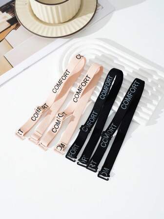Snug Zone 2 Pairs Women's Letter Pattern Elastic Adjustable Bra Strap Accessories