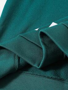 SHEIN 2 pièces/Set Sweat-shirt-shirt col rond imprimé lettre décontracté pour garçons préadolescents et pantalon de jogging doublé thermique de couleur unie épaissi