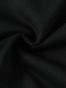 SHEIN 2件套女童黑色刺绣长袖圆领卫衣套装，卡通可爱儿童服装，秋冬款 - 黑色 - 查看 4