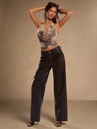 SHEIN x Ludmilla SHEIN BAE 动物印花垂坠领背心