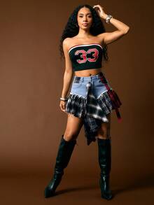 Vixey توب أنبوبي قصير مطبوع بأرقام ملونة