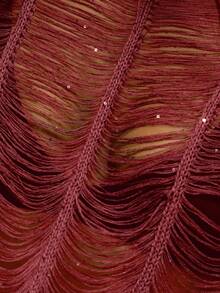 MUSERA 斜领破洞流苏串珠长袖上衣，西部乡村风，秋季街头服饰，节日优雅，Y2K性感可爱波西米亚风，中西部晚宴派对优雅春季毛衣，情人节假日 - 紅色 - 查看 6