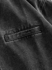 EASEVO Áo khoác denim tay dài có khóa kéo thường ngày ngoài trời cỡ lớn cho nam, mùa thu - Xám - Xem 5