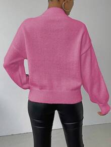 SHEIN LUNE Sweater Rajut Kasual Wanita dengan Motif 3D, Musim Gugur/Dingin - Coral Pink - View 2