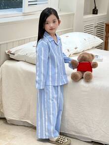 DAZY Kleine Mädchen Gestreifter Langarm Pyjama Set