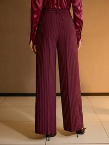 MOTF PREMIUM STRIPED PRESS CREASE SUIT PANTS - Burgundy - View 3