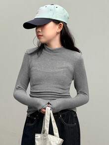 DAZY Girls Turtleneck Fitted Long Sleeve T-Shirt, Fall Clothes