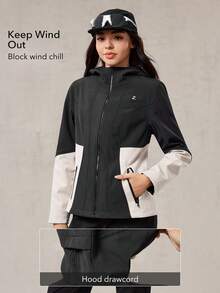 OutZeal Women Water-Resistant Thermal Lined Color-Blocked Slim Outdoor Jacket Winter Fall Hiking Camping