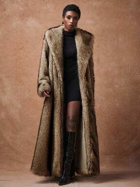 Zivah 2025 Nuovo cappotto parka elegante e morbido in pelliccia sintetica lunga per donna, autunno/inverno, colore sfumato, cappotto in pelliccia lunga