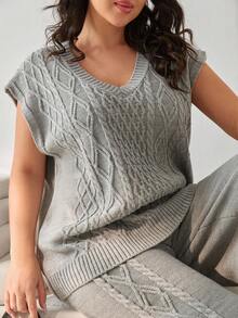 SHEIN Cottnline Sweater Vest With Pattern And Pant Casual Elegant - Apricot - View 5