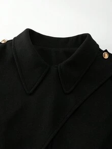 GlowEve CURVE Große Größen Damen kurzer Umhang umkehrbarer lässiger Wollmantel, Herbst/Winter - Schwarz - Übersicht 3