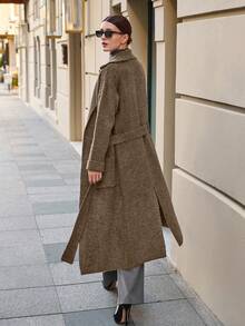 Cardigan longo com cinto e jaqueta para outono e inverno