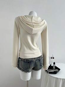 Elamini Women's Leopard Print & Star Graphic Zip-Up Sweatshirt, Casual For Autumn - Apricot - View 2