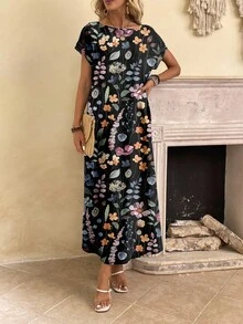 EMERY ROSE Lässiges, minimalistisches, vielseitiges Muster Damen Sommerkleid