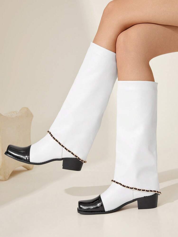 CUCCOO CHICEST Women's Low Heel Bowknot Tall Riding Boots