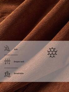 INAWLY Women's Casual Everyday Commute Simple Solid Color Corduroy Comfortable Loose Wide Leg Pants, Autumn/Winter - Brown - View 2